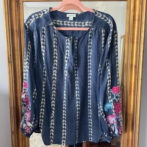 Boho Sundance Shibori Tunic with Embroidery